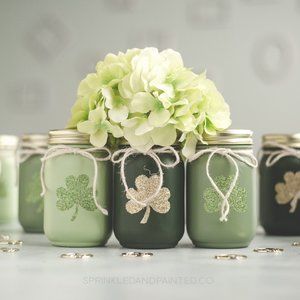 ST Patricks Day Shamrock Mason Jar Decor